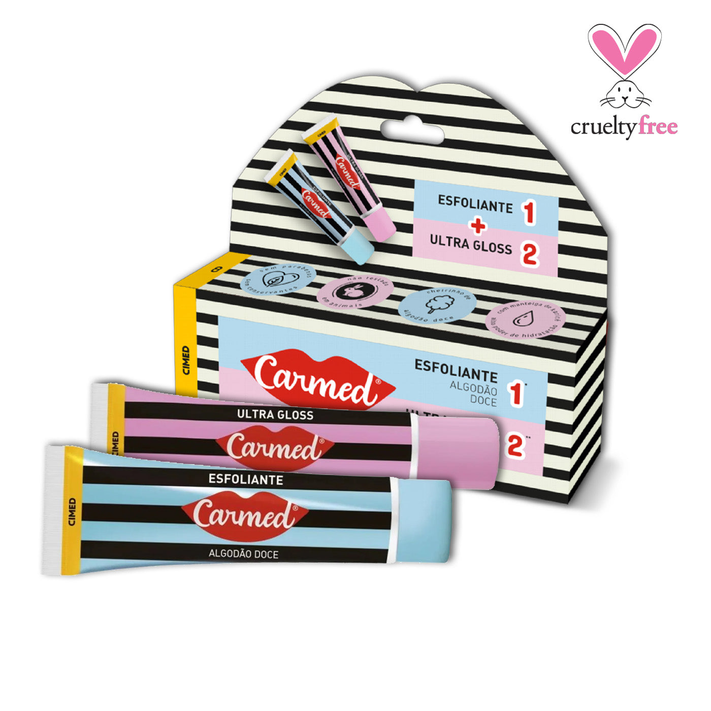 Carmed - Hidratante Labial de Algodão Doce - Esfoliante + Ultra Gloss